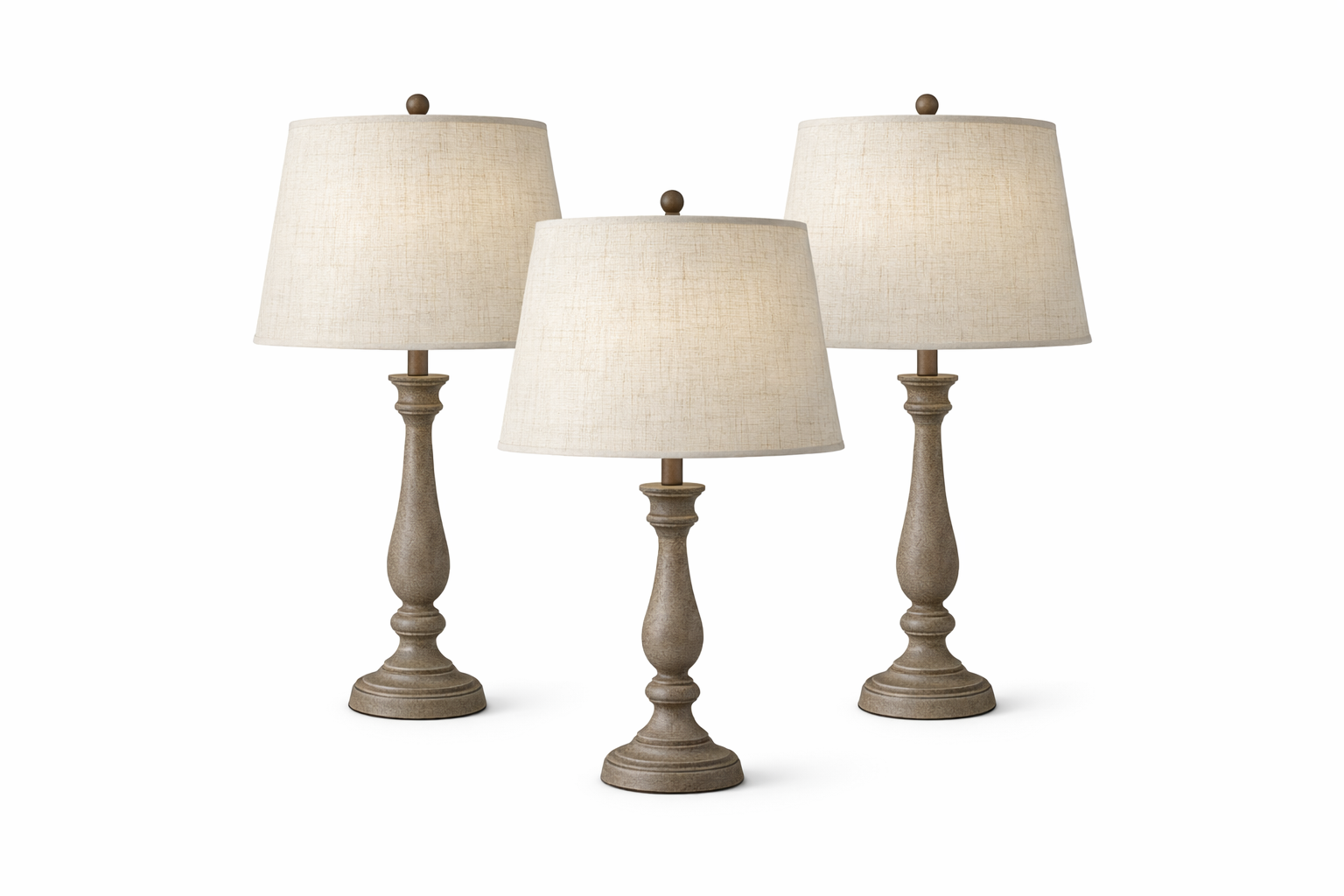 076577bc-38ed-4a68-8336-a8141422d66a Ruiever Farmhouse Standing Table Lamps (3-Pack) with Hand-Worked Shade – Rustic Home Lighting Set - Image 1