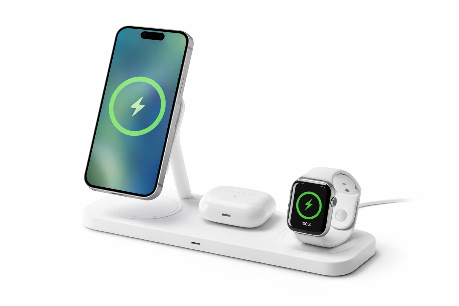 df8d1e46-c376-47dc-88de-9ddf1bbfbc47 Belkin 3-in-1 Wireless Charging Stand – MagSafe-Compatible Fast Charger for iPhone, AirPods & Apple Watch (USB-C) - Image 1