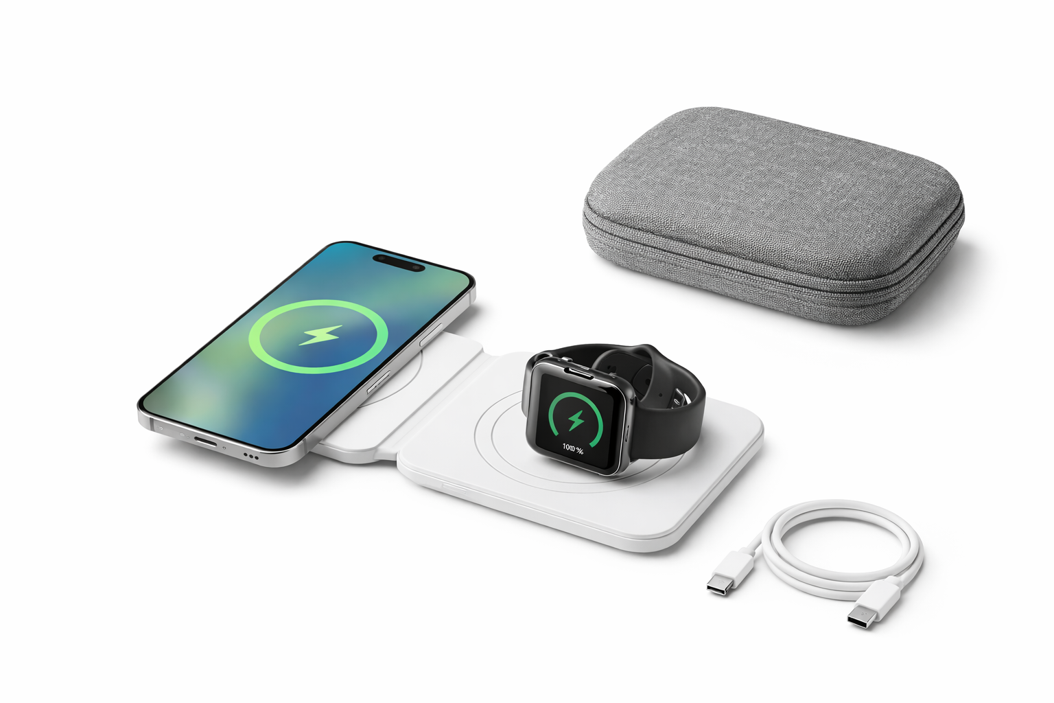 faadb5a4-86fb-4567-af8a-791e0f5c0e42 Butterfly 2-in-1 Compact Foldable Wireless Charger – 15 W MagSafe Duo Charging for iPhone, AirPods & Apple Watch (Travel Friendly) - Image 1